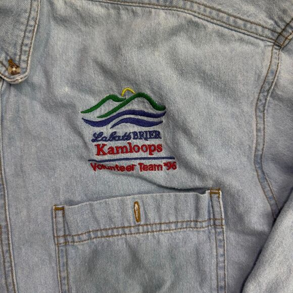 Gold Line Denim Shirt Men’s Medium Light Blue Embroidered 1996 Kamloops - Picture 3 of 6